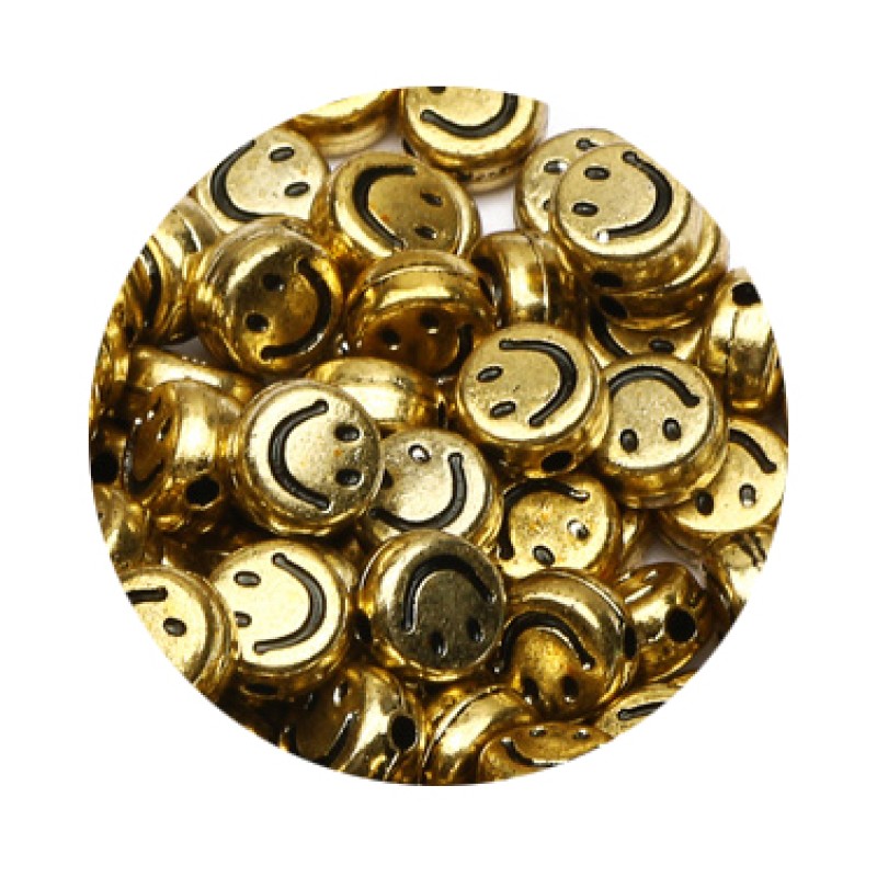 Smileyperle gold-schwarz 7mm