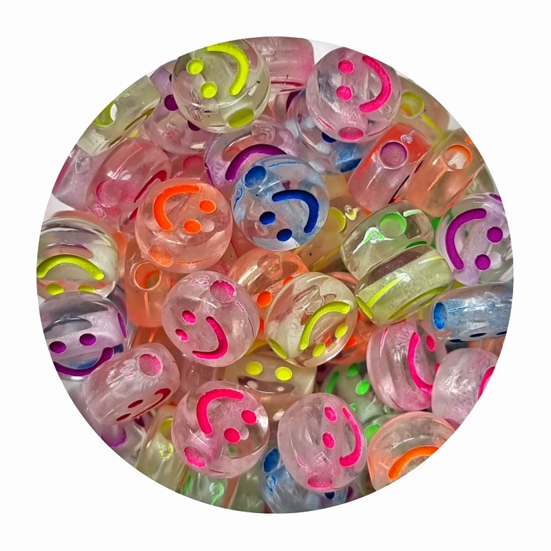 Smileyperle transparent-bunt 10mm