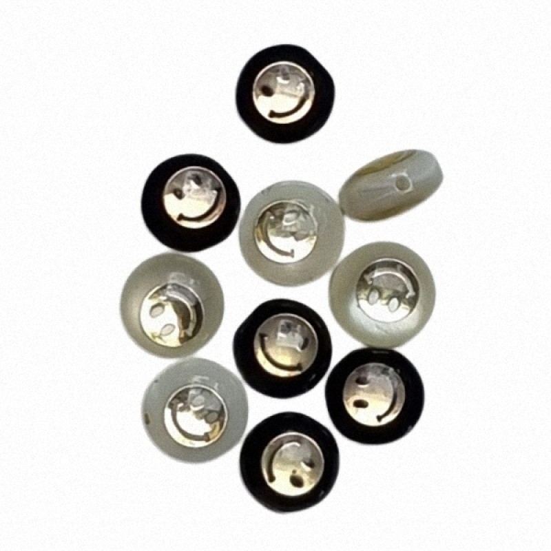 Smileyperle Perlmutt schwarz/weiß gold 8mm