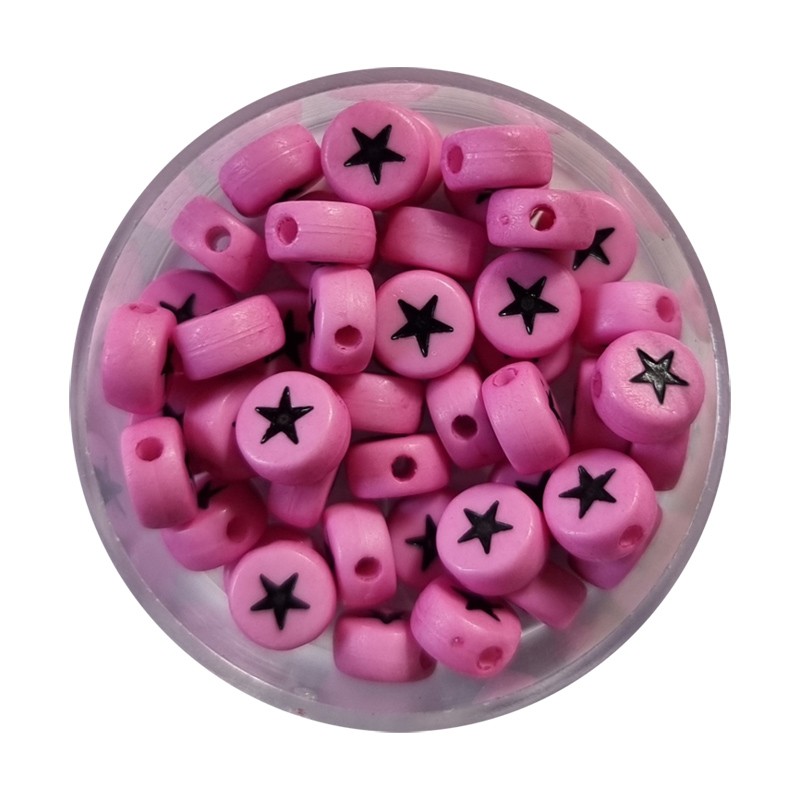 Sternperlen Zwischenperlen pink schwarz