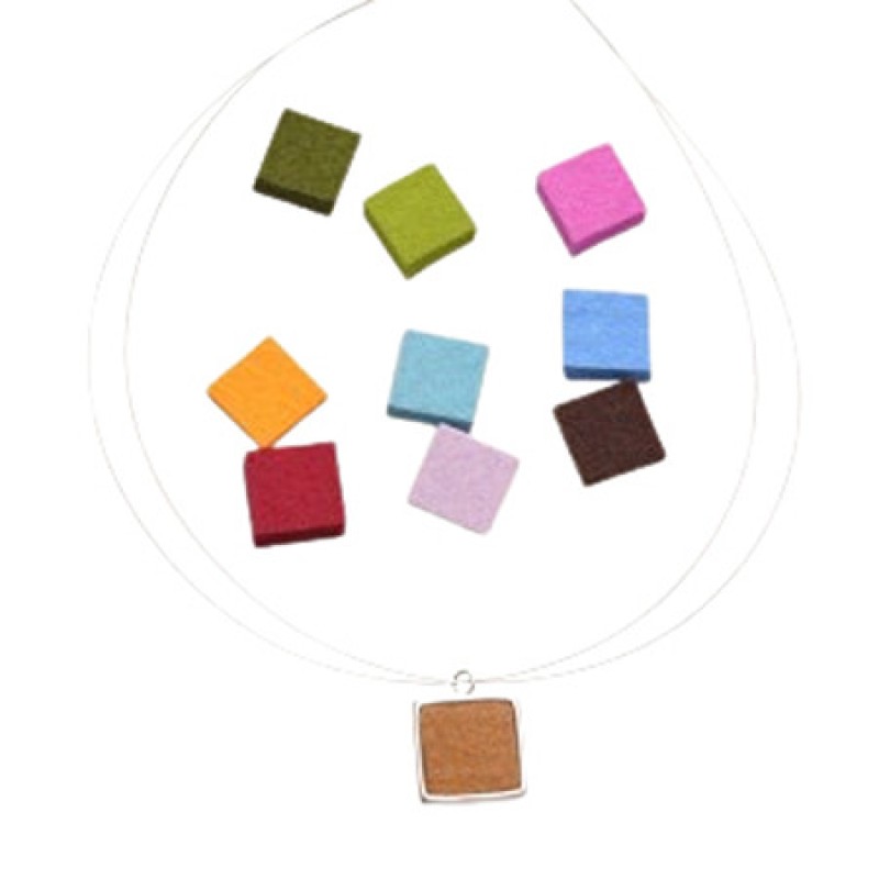 Filz-Wechselanhänger mit Collierdraht eckig 25x25mm