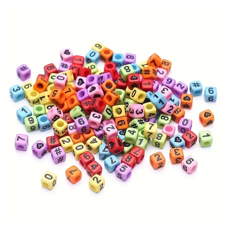 Zahlenperlen 6mm bunt 180 Stück