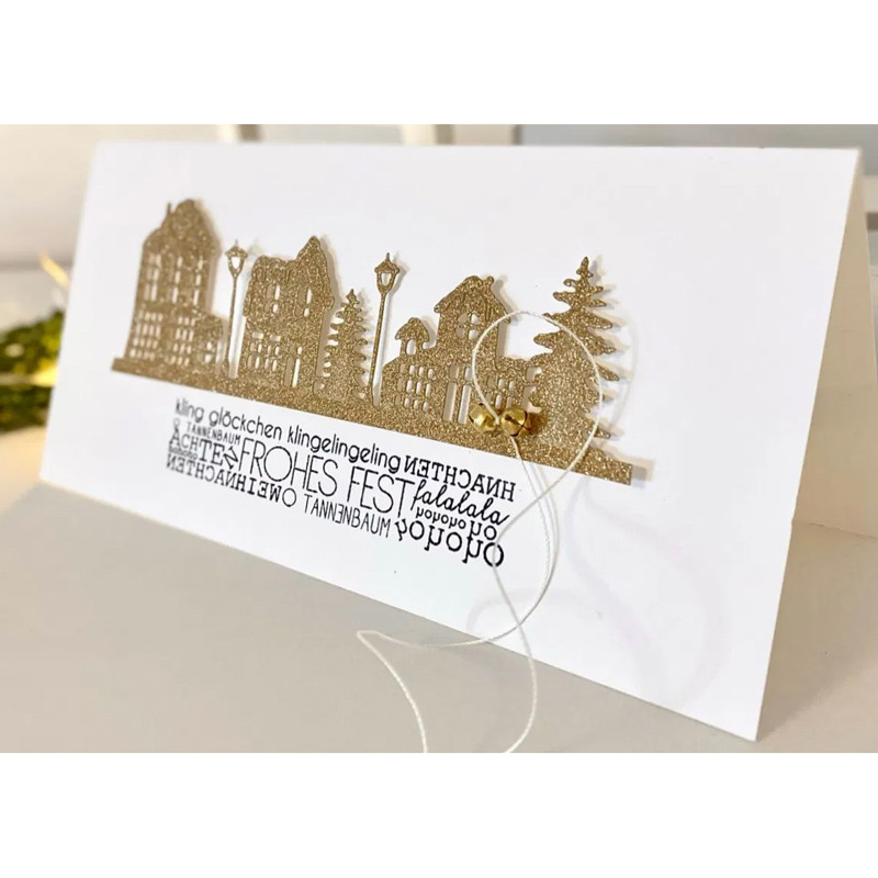 Stanzschablone Häuserzeile im Winter Stanzschablone Häuserzeile im Winter