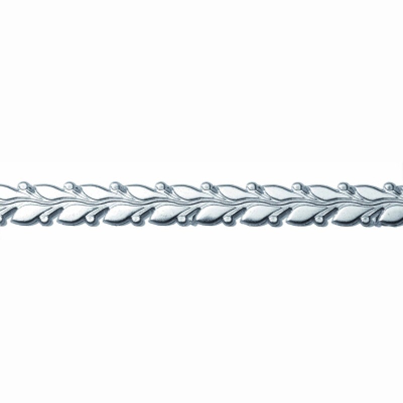 Wachsdekor Borte Blätter in silber 24cm