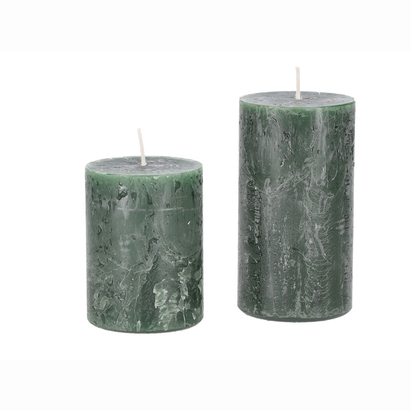 Kerze rustic 4er Set 8-11cm/D 6cm jägergrün