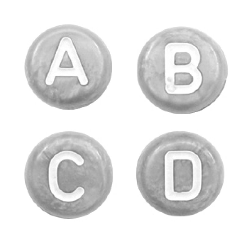 4 Buchstabenperlen ABCD