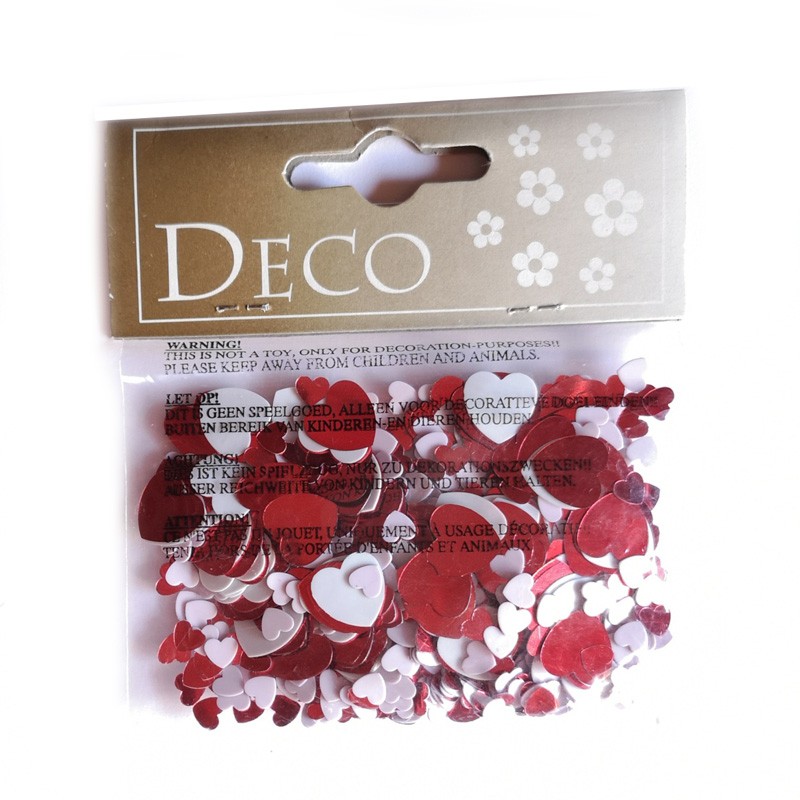 Streudeko Herzchen rot-weiß 14g
