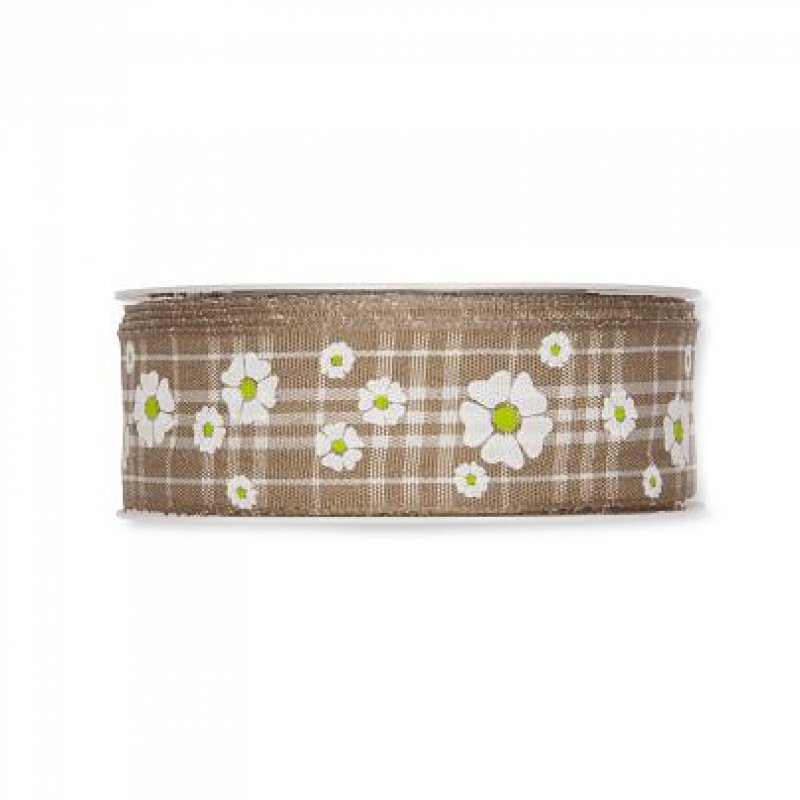 Dekoband Blumen braun 30mm