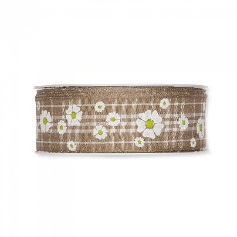 Dekoband Blumen braun 30mm