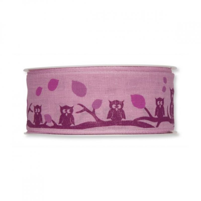 Dekoband Eulen pink 40mm