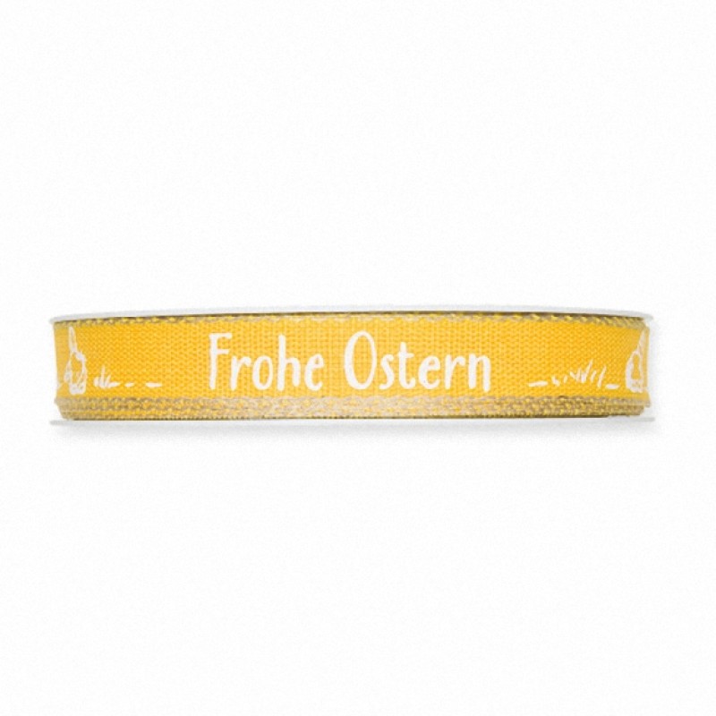 Dekoband Frohe Ostern gelb 15mm breit