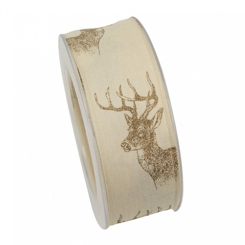 Dekoband Hirsch weiss creme