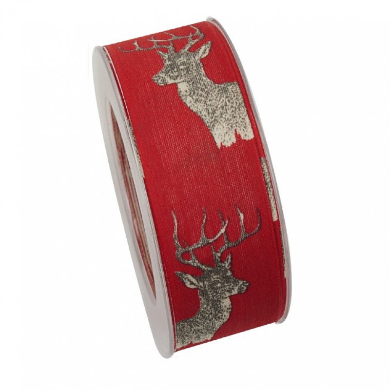 Dekoband Hirsch rot creme