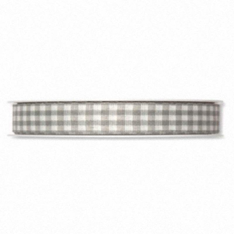 Dekoband kariert 15mm grau