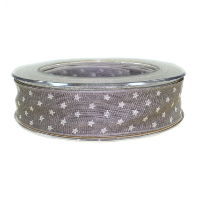 Dekoband Sterne grau 25mm