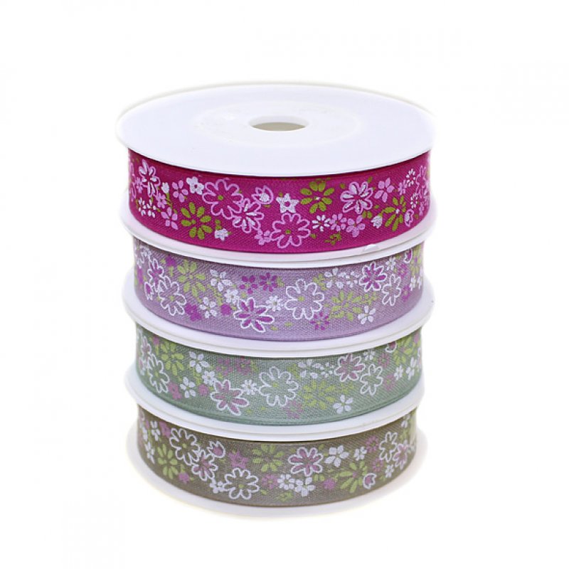 Dekoband Blumen 25mm in 4 Farben