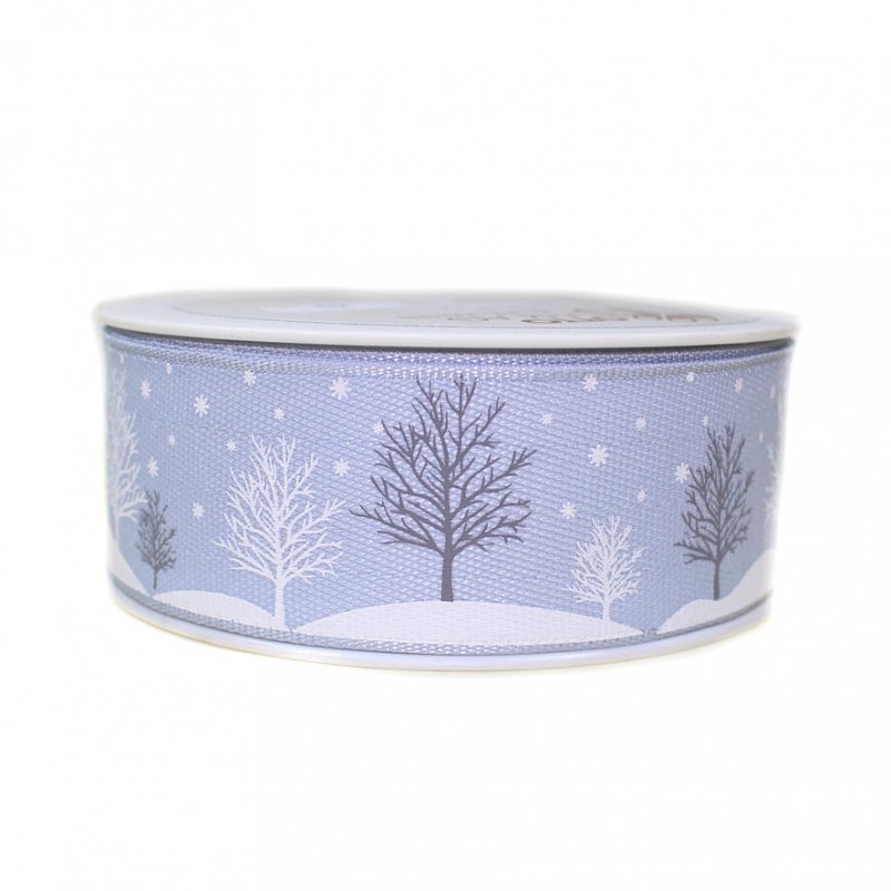 Dekoband Winterlandschaft grau 40mm