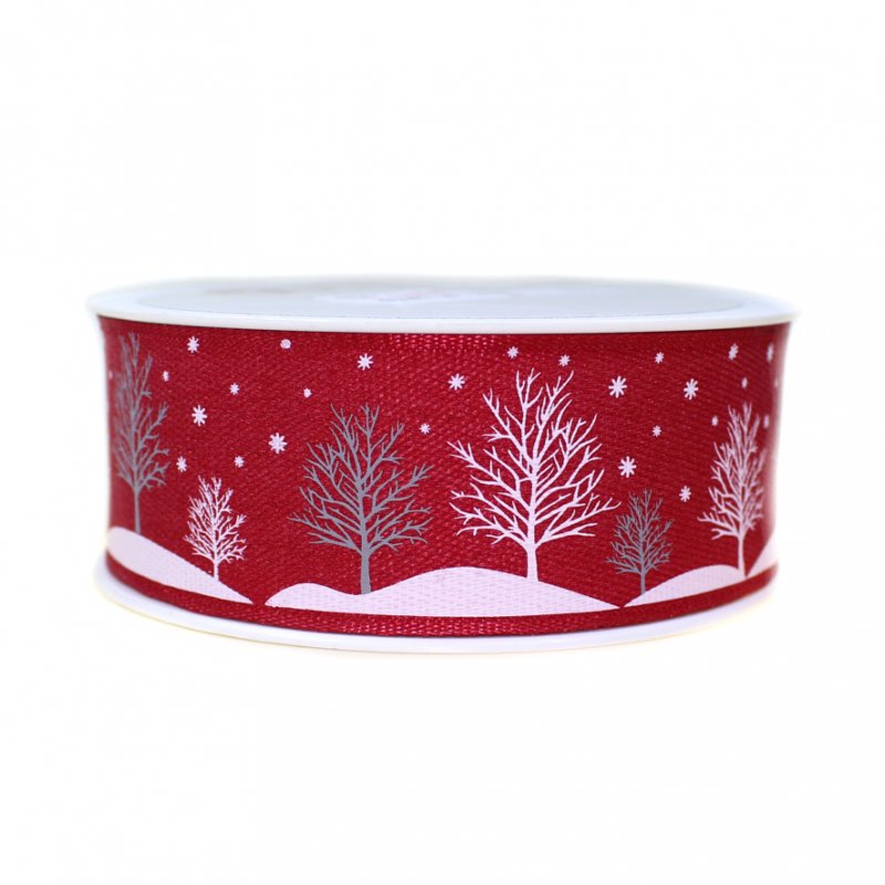 Dekoband Winterlandschaft rot 40mm