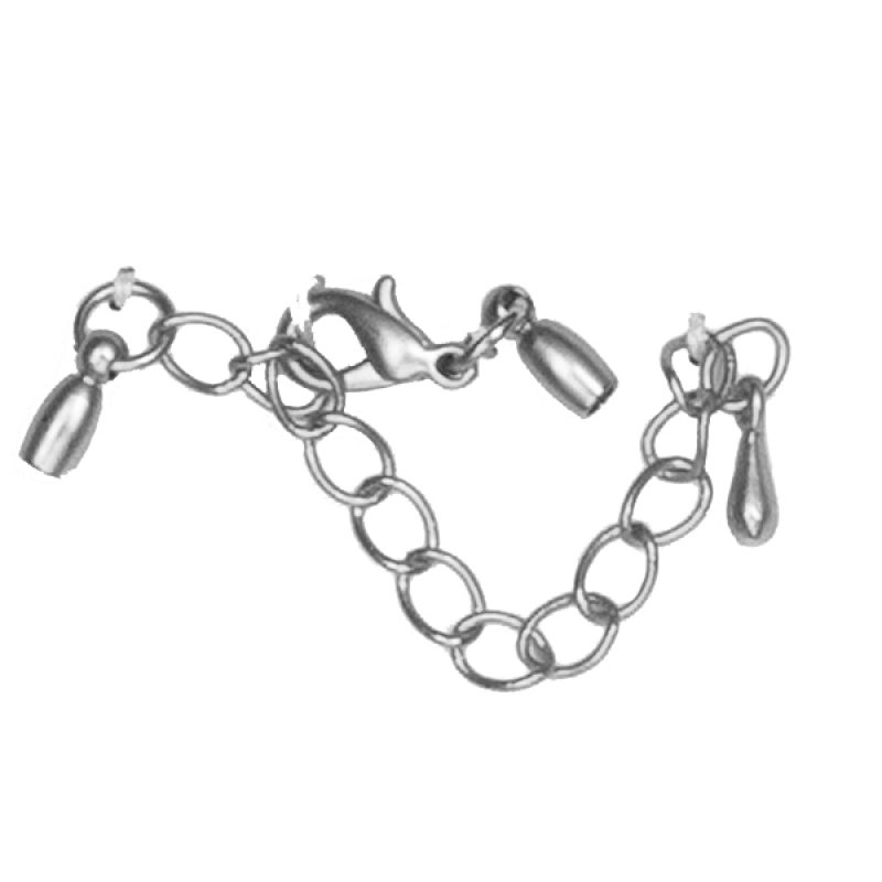 Endkappen mit Karabiner und Kette 2mm silber matt