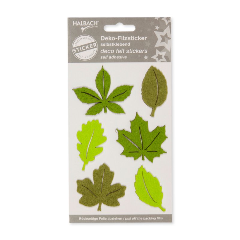 6 Filzblätter Sticker grün