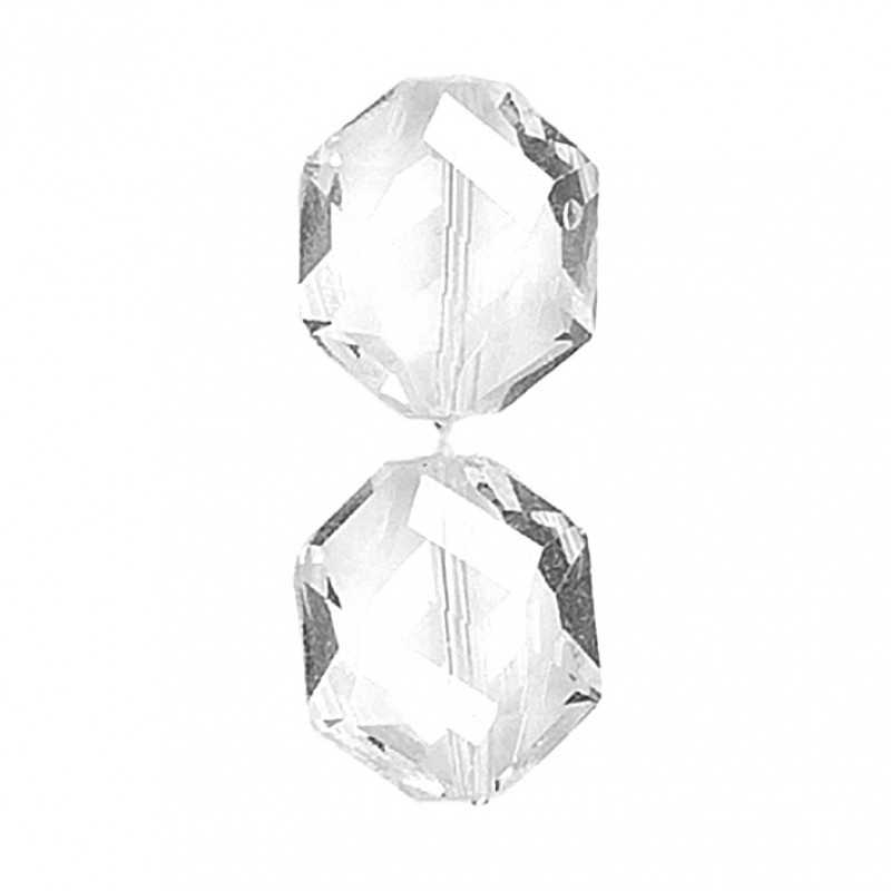 Glasschliffperle Sechseck 13x18mm kristall