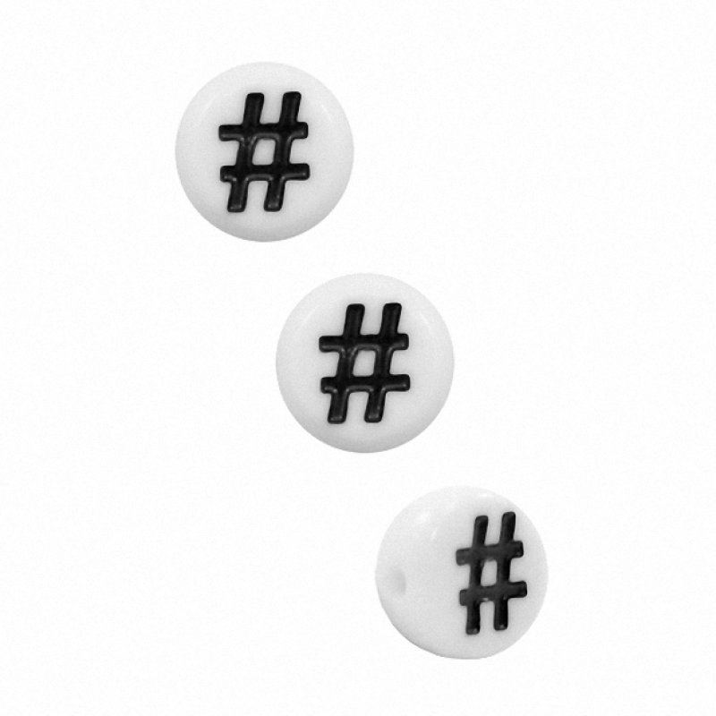 Hashtagperle weiß