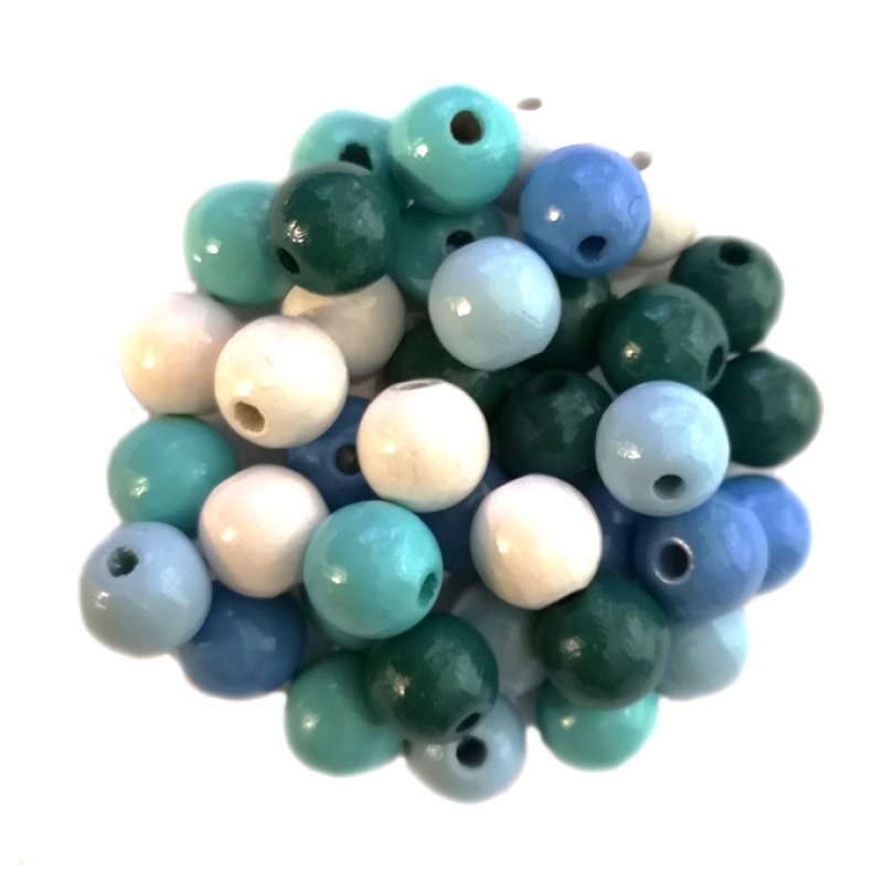 Holzperlen 10mm Blaubeeren Mischung 50 Stück