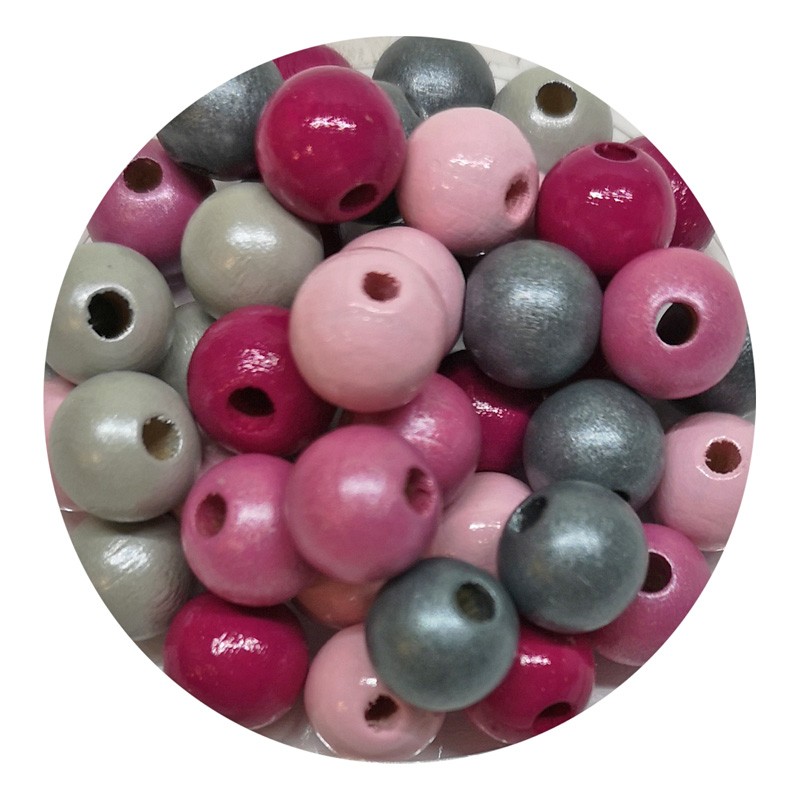 Holzperlen 10mm Pinky Winky Mischung 50 Stück