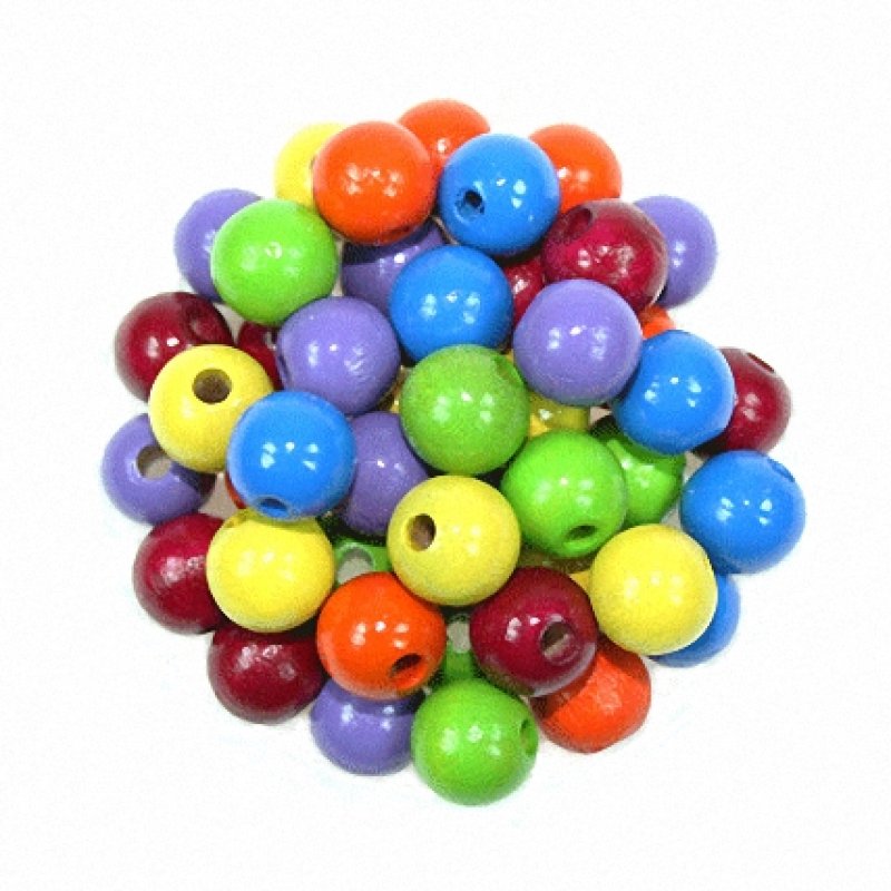 Holzperlen 10mm Smarties Mischung 50 Stück