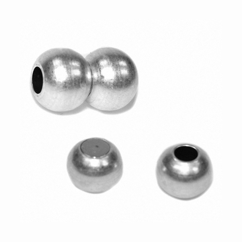 Kugelmagnetverschluss silber für 1,5-2mm Kordeln