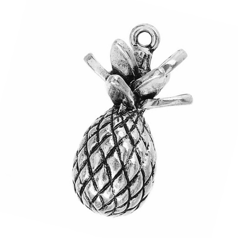 Metallperle Ananas 30mm silber