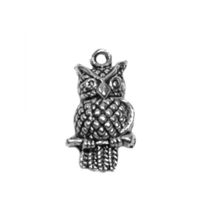 Metallanhänger Eule silber 22mm