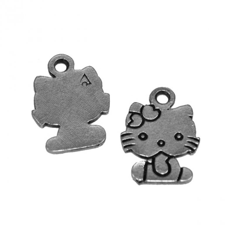 Metallanhänger Katze silber 25mm