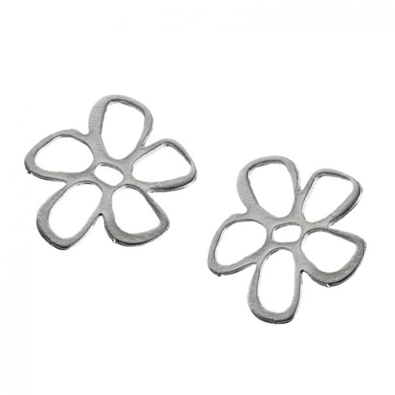 Metallperle Blume 30mm silber