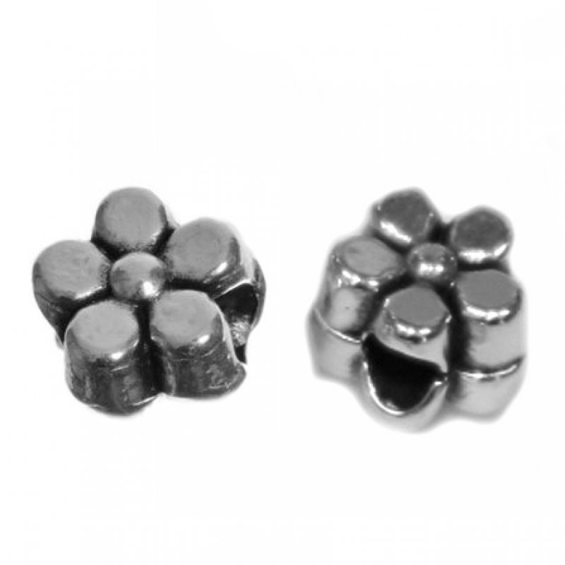 Metallperle Blümchen 5mm silber