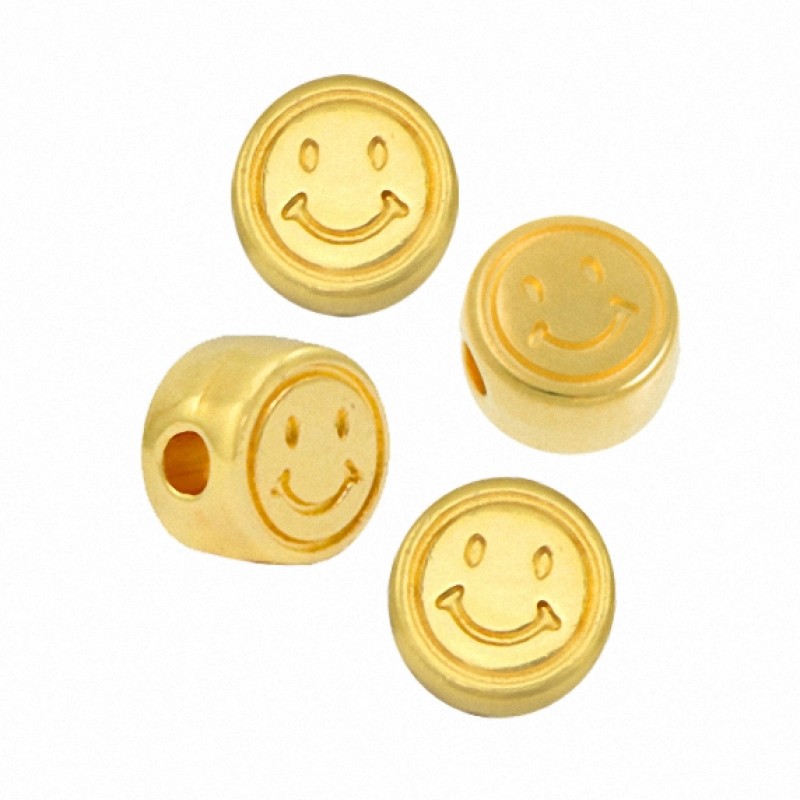 Smileyperle aus Metall gold