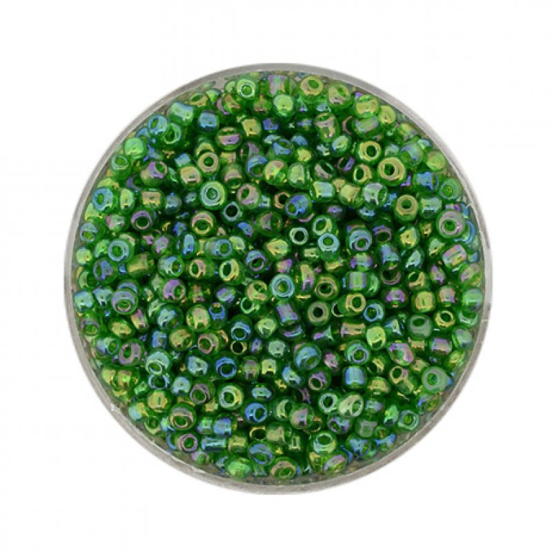 Rocailles dunkelgrün AB 2,6mm 17g Dose