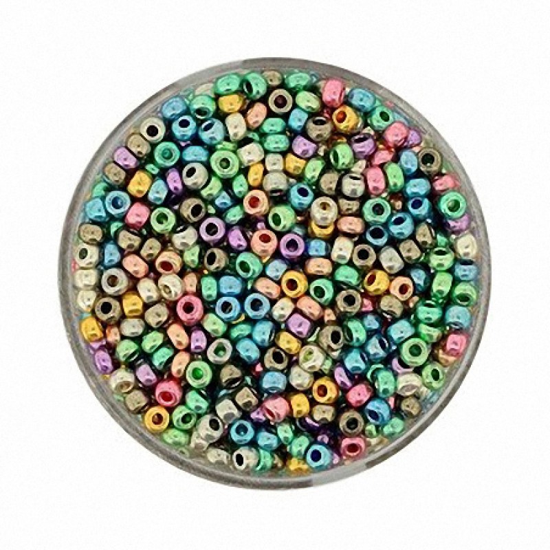 Rocailles bunt metallic glänzend 2,6mm 17g Dose