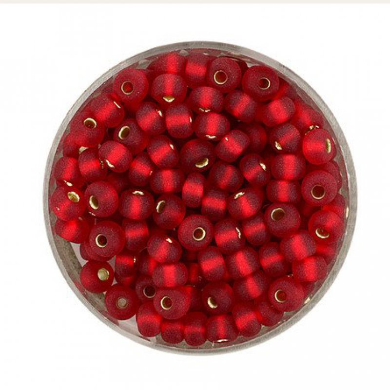 Rocailles 4,5mm rot transparent gefrostet 17g Dose
