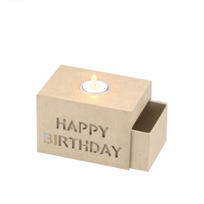 Schiebebox 15x10,5cm Happy Birthday Kerzenhalter