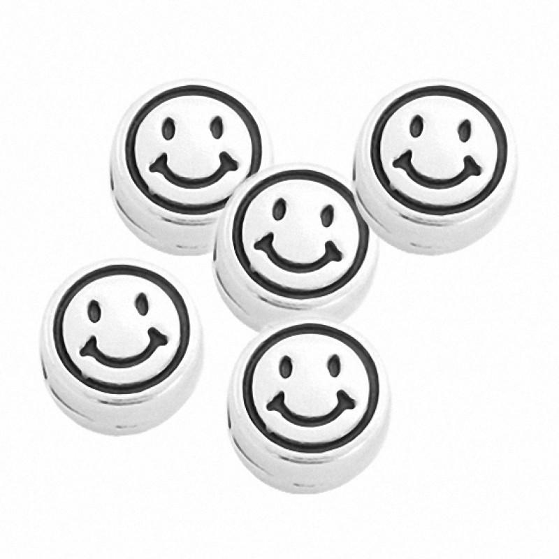 Smileyperle aus Metall silber