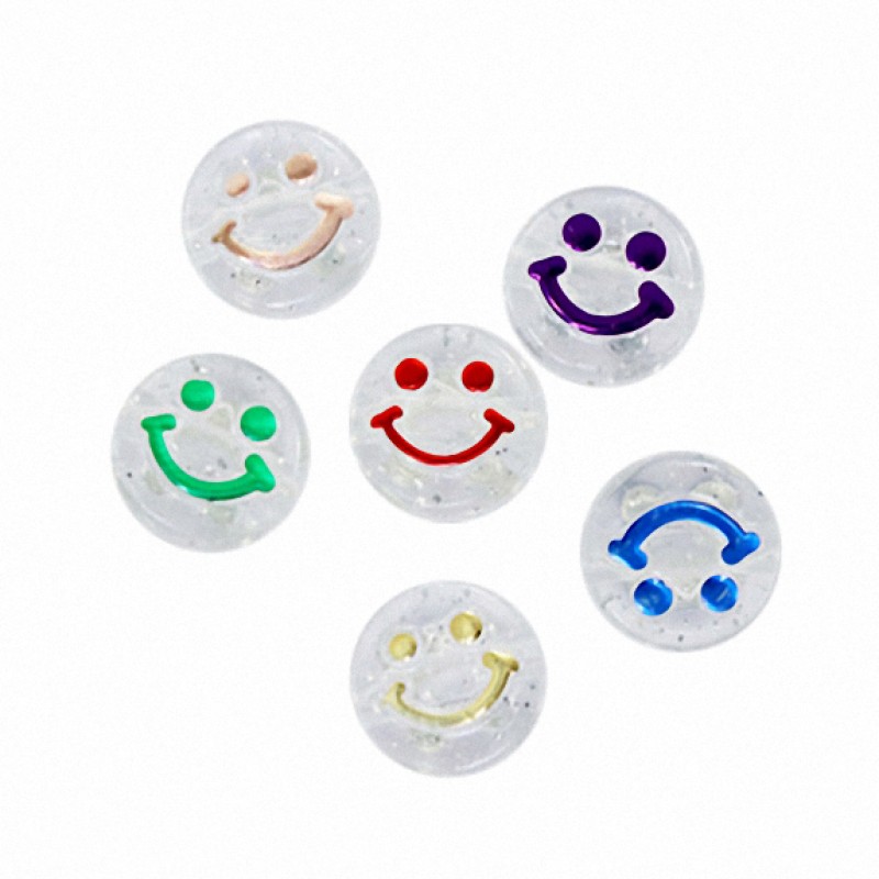 Smileyperle transparent bunt 9mm