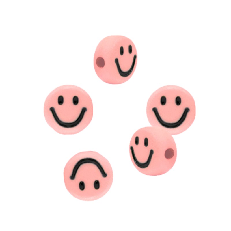 Smileyperle pink-schwarz 7mm