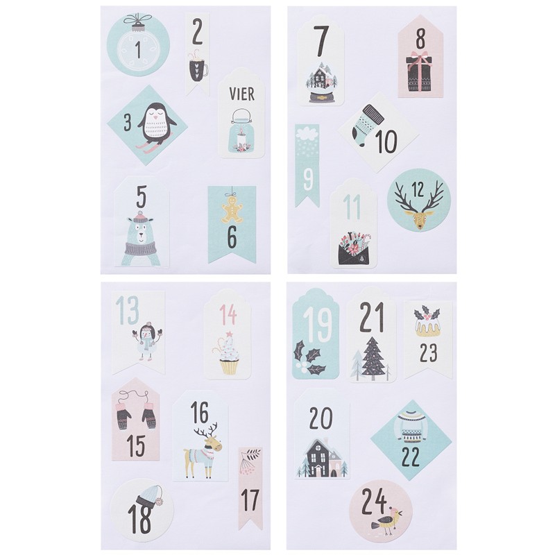 Adventskalendersticker blau bunt