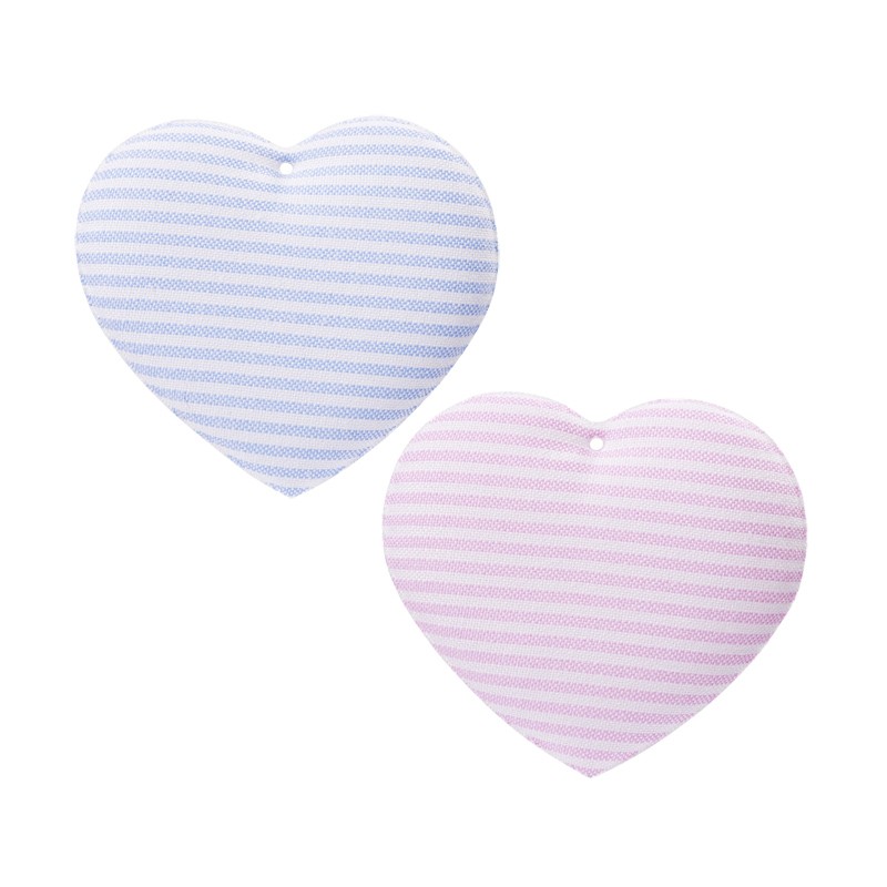 Stoffherzchen rosa und hellblau gestreift