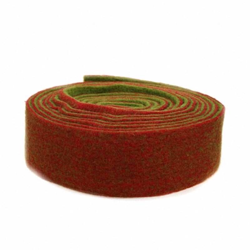 Filzband 7,5cm moosgrün/rot 1m