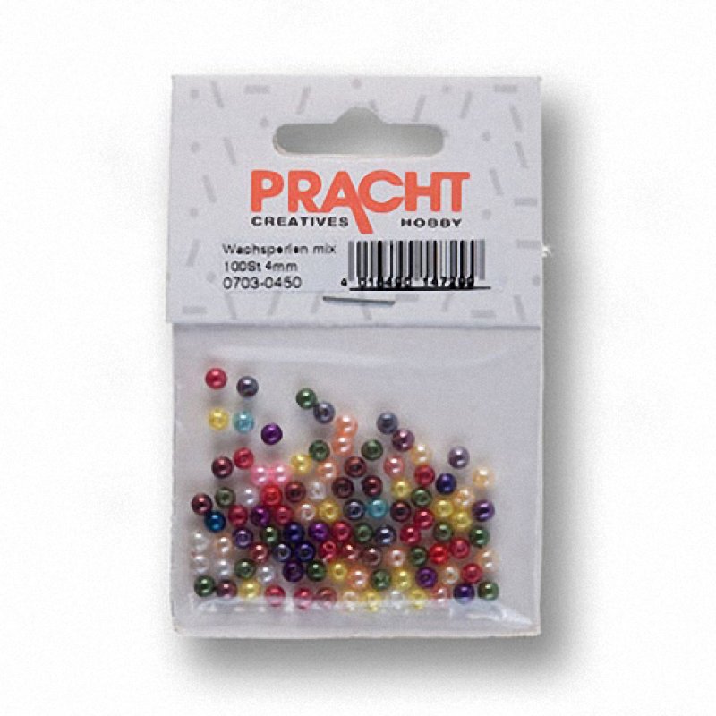 Wachsperlen bunt in 4mm 100 Stück