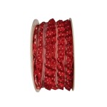 Rüschenband 10mm rot gepunktet 1m