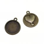 Anhänger für Cabochon 18mm Herz bronze