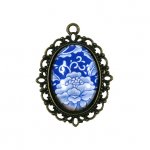 Anhänger für Cabochon 18x25mm bronze Muster